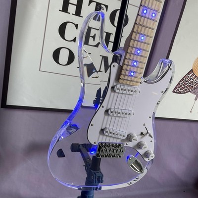 Blue Led Light ST Electric Guitar S-S-S Pickups Chrome Hardware 6 Strings