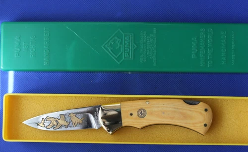 Vintage Puma 715 Aurum Etch, Micarta Lockblade, NOS, NIB - product listing photo