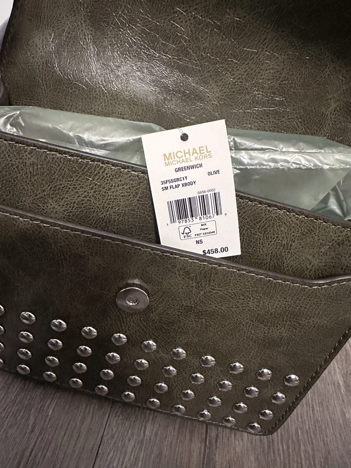 Michael Kors Greenwich Mujeres Pequeño Verde Bandolera Bolso de Hombro Cartera Bolso de Mano MK Foto 4 de 4