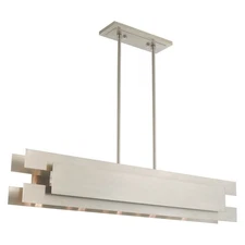 LiveX Varick 5 Light 46" Brushed Nickel Linear Chandelier Ceiling Light 40695-91