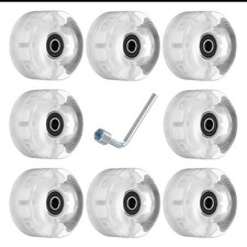 Set Of 8 Roller Skate Wheels Light Up with Bearing 32x58mm, Multi -Color Lights.