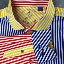 Steven Land Long Sleeve Button Down Shirt Striped Colorful Menswear