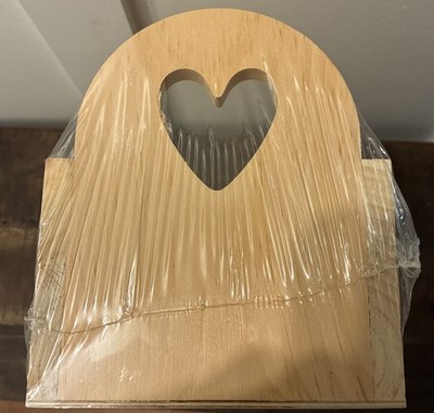 Vintage Wooden Heart Cut Out Primitive Farmhouse Cottage Grandma Bread Box Tray