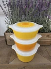 PYREX Sunflower Glass Casserole Bowl Set Yellow Orange 3-Piece with Lids