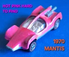 Hot Wheels Redlines EXCELLENT ©1970 "HARD TO FIND" HOT PINK Mantis USA BEAUTIFUL