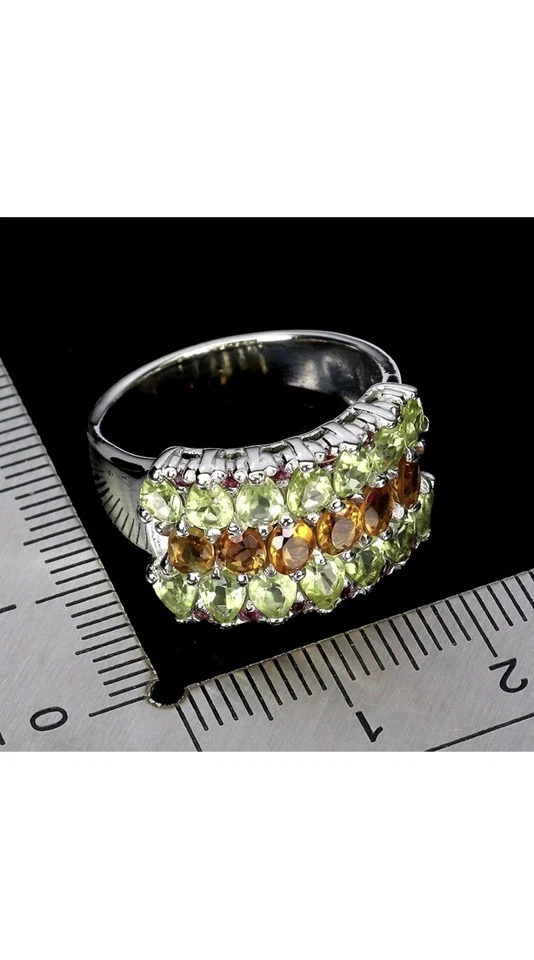925 Sterling Silber Ring Oval Citrin 4x3mm Peridot Natur Edelstein Schmuck - Bild 3 von 4