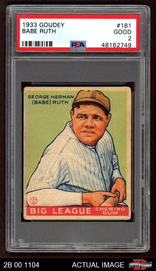 1933 Goudey #181 Babe Ruth Yankees HOF PSA 2 - GOOD