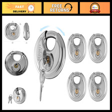 5-Pack Keyed Alike Disc Padlocks, 2-3/4" Waterproof Stainless Steel Locks for St