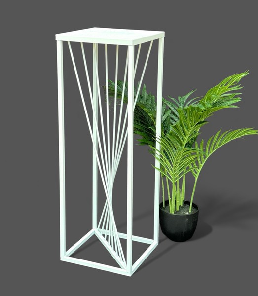 Blumenhocker Metall Weiß Eckig 70 Cm BlumenstäNder Beistelltisch Pflanzenhalter-image