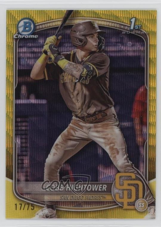 2025 Bowman Chrome Prospects Yellow Wave Refractor /75 Cobb Hightower #BCP-104