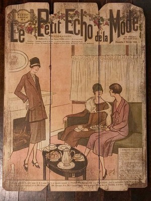 French Antique Panel Le Petit Echo de la Mode Interior Panel Poster Board