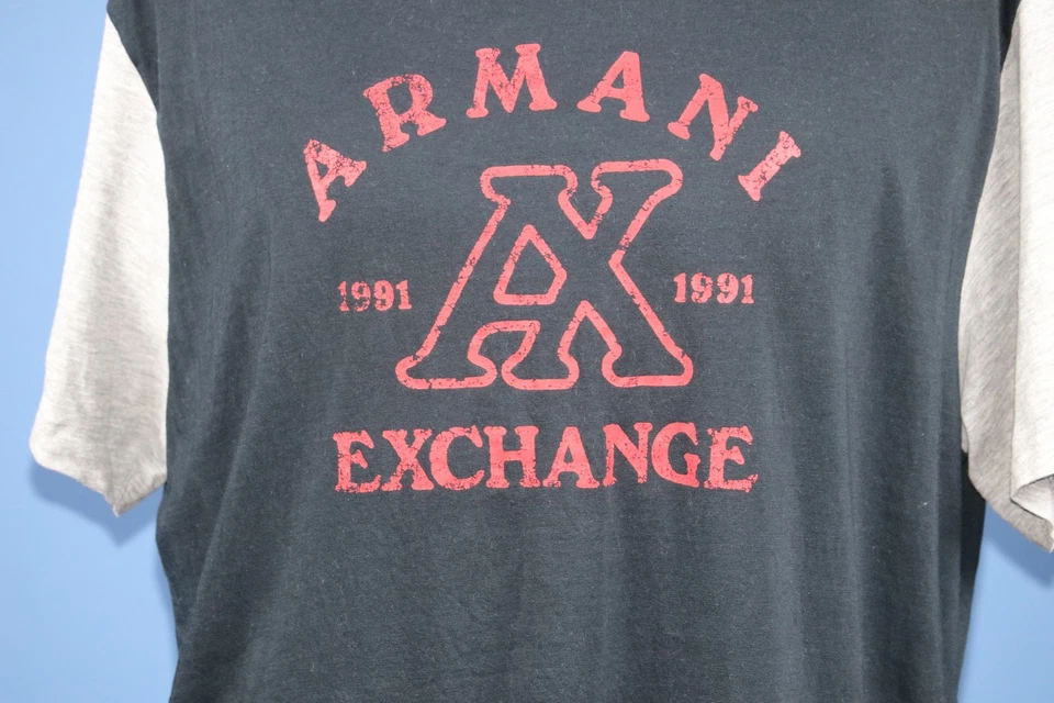 Camiseta Armani Exchange De Colección Para Hombre 2XL Gris Marino Rojo Logo Gráfico 1991 AX 44" Foto 4 de 4