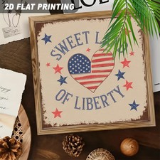 4th Of July Patriotic Heart Wooden Plaque Sweet Land Of Liberty USA Flag Decor