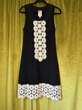 Vintage Y2K Yoanna Baraschi Black Peter Pan shift dress scalloped lace Small