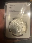 1899. Morgan Dollar Brilliant NGC  MS61  better date.  nice color & surfaces.