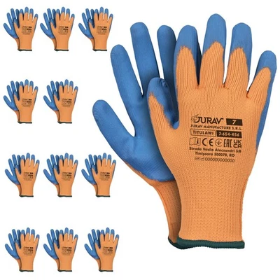 Arbeitshandschuhe Winter gefüttert JURAV TITULAWI 12 Paar EN 420 orange blau