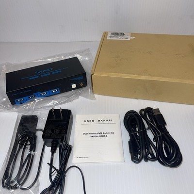 8K HDMI KVM Switch 2 Monitors 2 Computers Dual Monitor Support 8K@60Hz 4K@120...