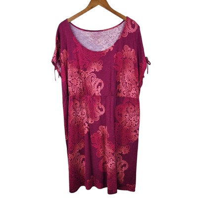 pink paisley shirt dress Sonoma Shirt Dress Plus size 2X Floral Casual Pink Paisley Lounge Elastic  Waist