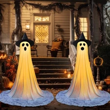 2 Packs Halloween Ghost Decor Outdoor Light up Ghost Kit Indoor Spooky Halloween