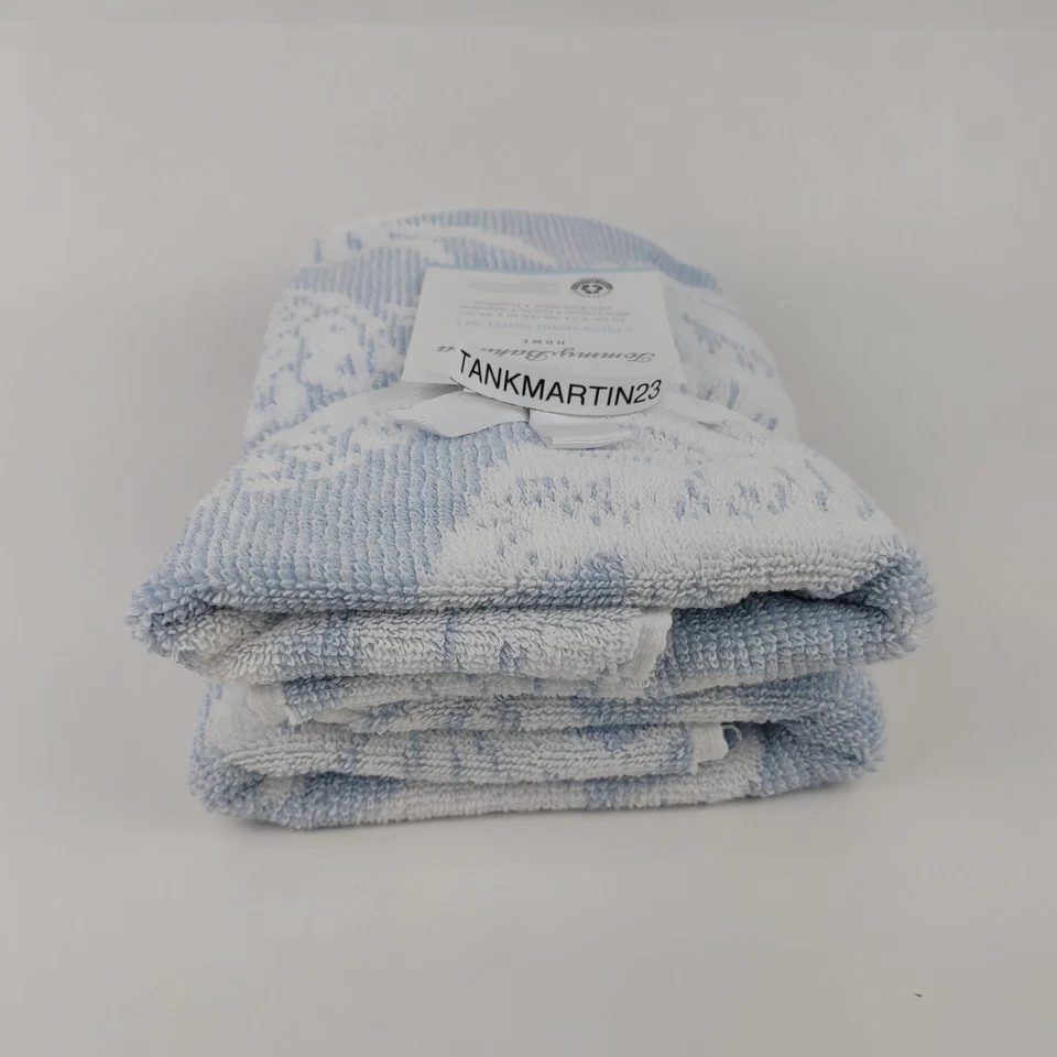 Juego de 2 Toallas de Mano de Baño Tommy Bahama 18 x 28 Tropics Azul Blanco Flores Foto 4 de 4