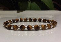 Bead Bracelet Solid 925 Sterling Silver Tigers Eye Gemstone Beads Custom Fit Bead Bracelet Solid 925 Sterling Silver Tigers Eye Gemstone Beads Custom Fit