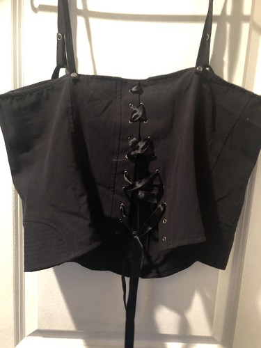 Black Bustier Corset Top Ties in the Back by Bisou Bisou - Picture 4 of 5