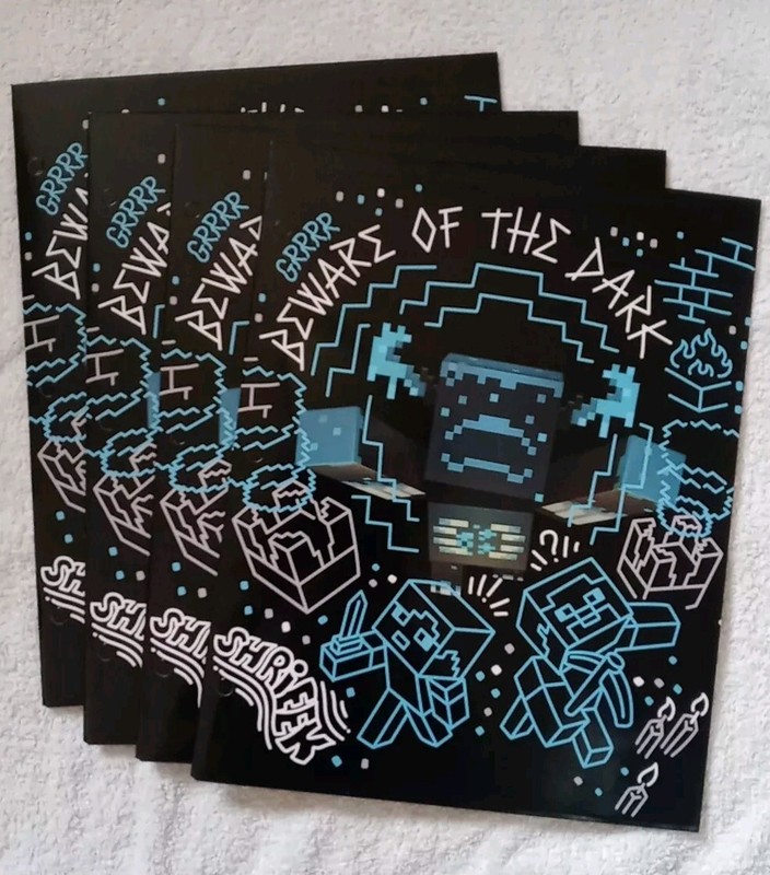 MINECRAFT Beware Of The Dark (Lot of 4) Portfolio Folders 3-Hole Punch NEW 