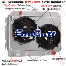 Aluminum 3 Row Radiator Shroud Fan For 1968-74 DODGE CHARGER PLYMOUTH SATELLITE