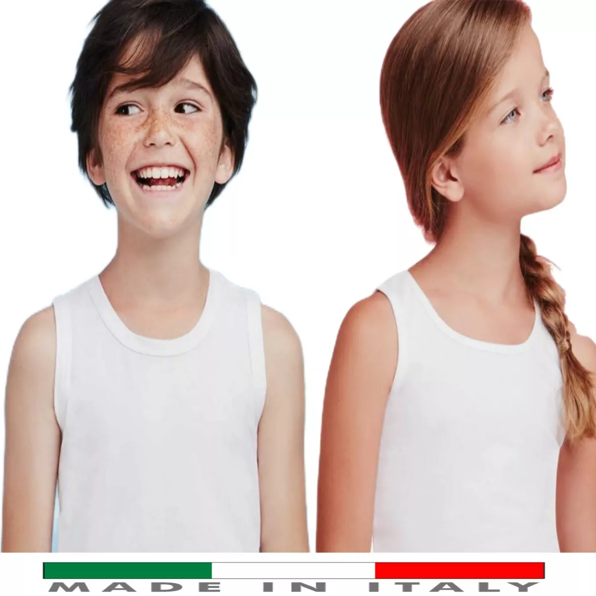 6 Canottiera 100 Caldo Cotone Bambino Bambina Canotta Spalla Larga Invernale