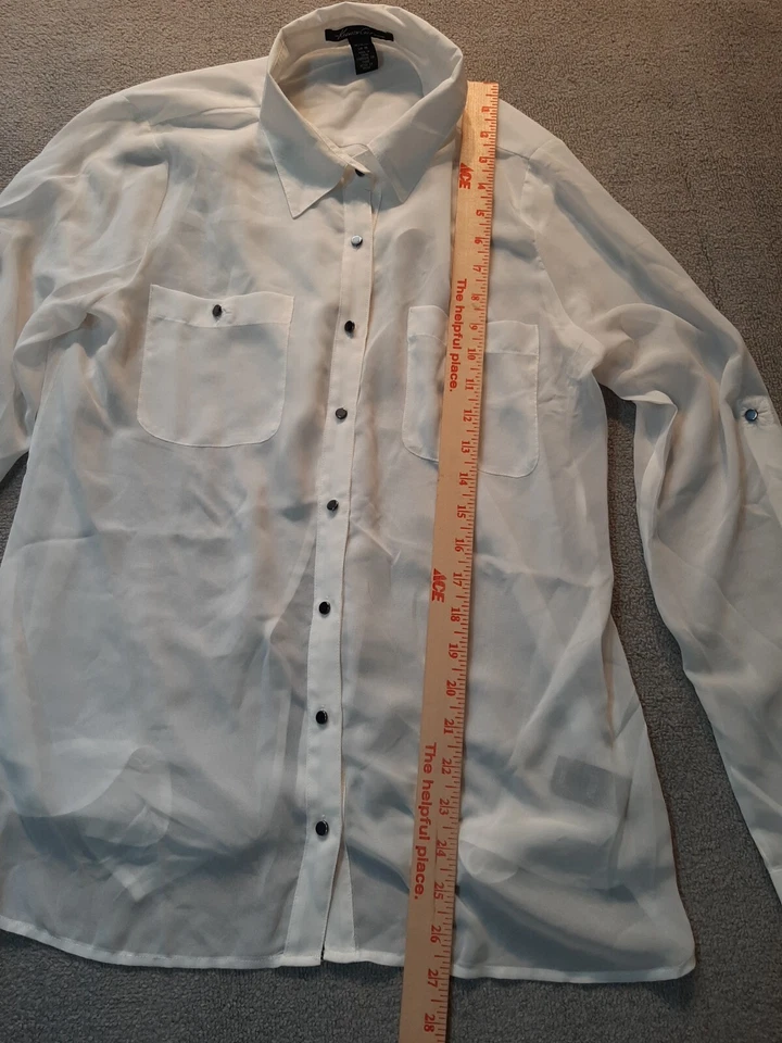 Blusa mujer KENNETH COLE REACTION abotonada mediana M manga larga blanco transparente Foto 3 de 4