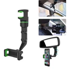 New 360° Car Phone Holder Rotatable, Retractable Rearview Mirror Mount Universal