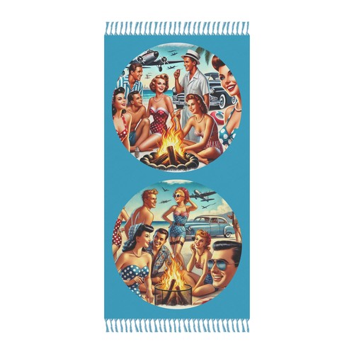 Retro Beach Towel, Boho Picnic Blanket, Vintage Summer Decor, Bohemian Pool - Picture 2 of 6