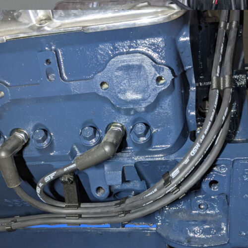 8mm Black Standard Small Block Chevy Under Exhaust Spark Plug Wire Loom Set - Picture 5 of 11