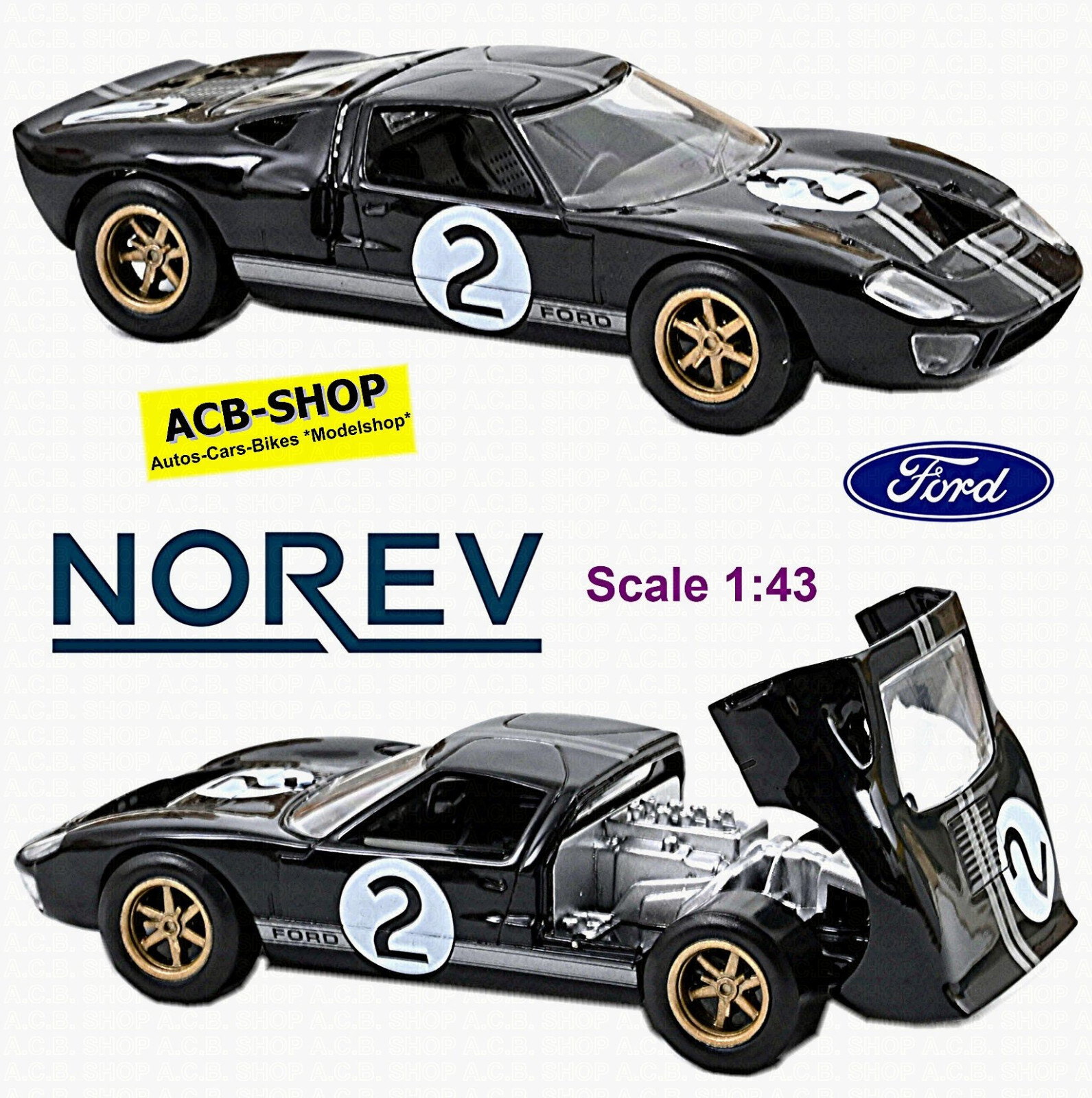 Ford GT40 MK II Winner 24H LeMans 1966 #2 Bruce Mclaren Chris Amon 1:43 Norev