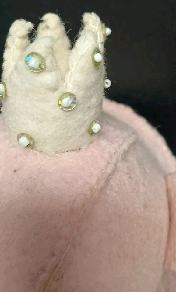 Elefante de fieltro de lana rosa Mudpie montaje en pared decoración de guardería bebé niña nuevo con etiquetas India Foto 4 de 4