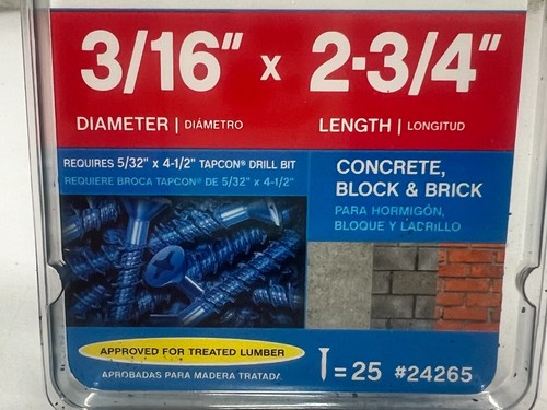 6 BOXES Tapcon 3/16" x 2-3/4” Concrete Anchors Phillips Head Screws 24265 - Picture 3 of 6