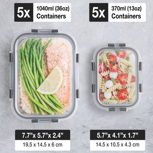 Glass food storage containers with lids airtight - 10 Pack Meal Prep Containers - Picture 3 of 8