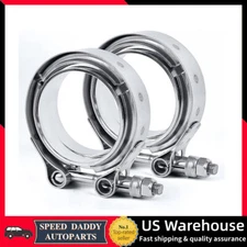 2X Exhaust Downpipe 3inch V-band Clamp 3" Male/Female Flange Kit SS304 stainless