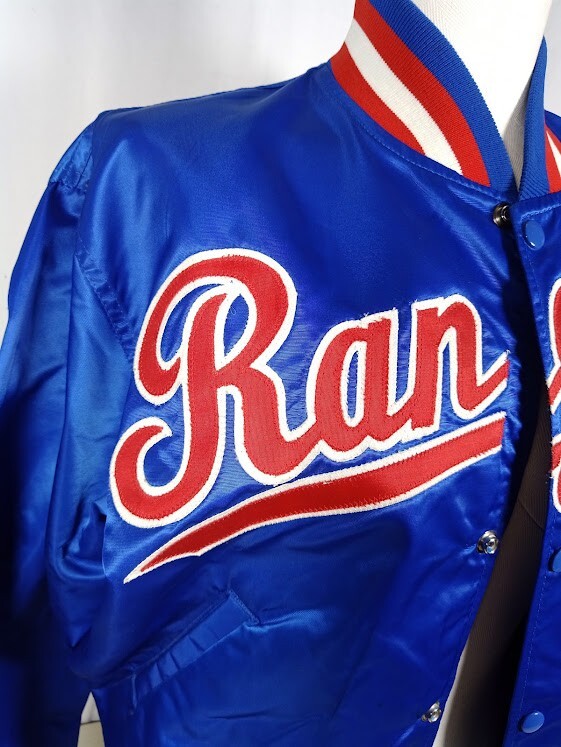Vintage Starter Texas Rangers MLB Blue Satin Bomber Jacket