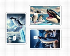 Penguin Credit Debit ATM Card Skin Stickers Orca Killer Whale Ocean Beach Birds