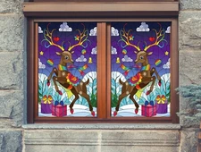 3D Gift Deer A832 Window Film Print Sticker Cling Stained Glass UV Sinsin