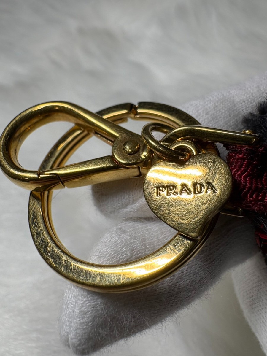 PRADA Bear Heart Charm Keychain Keyring Beads & Heart Logo