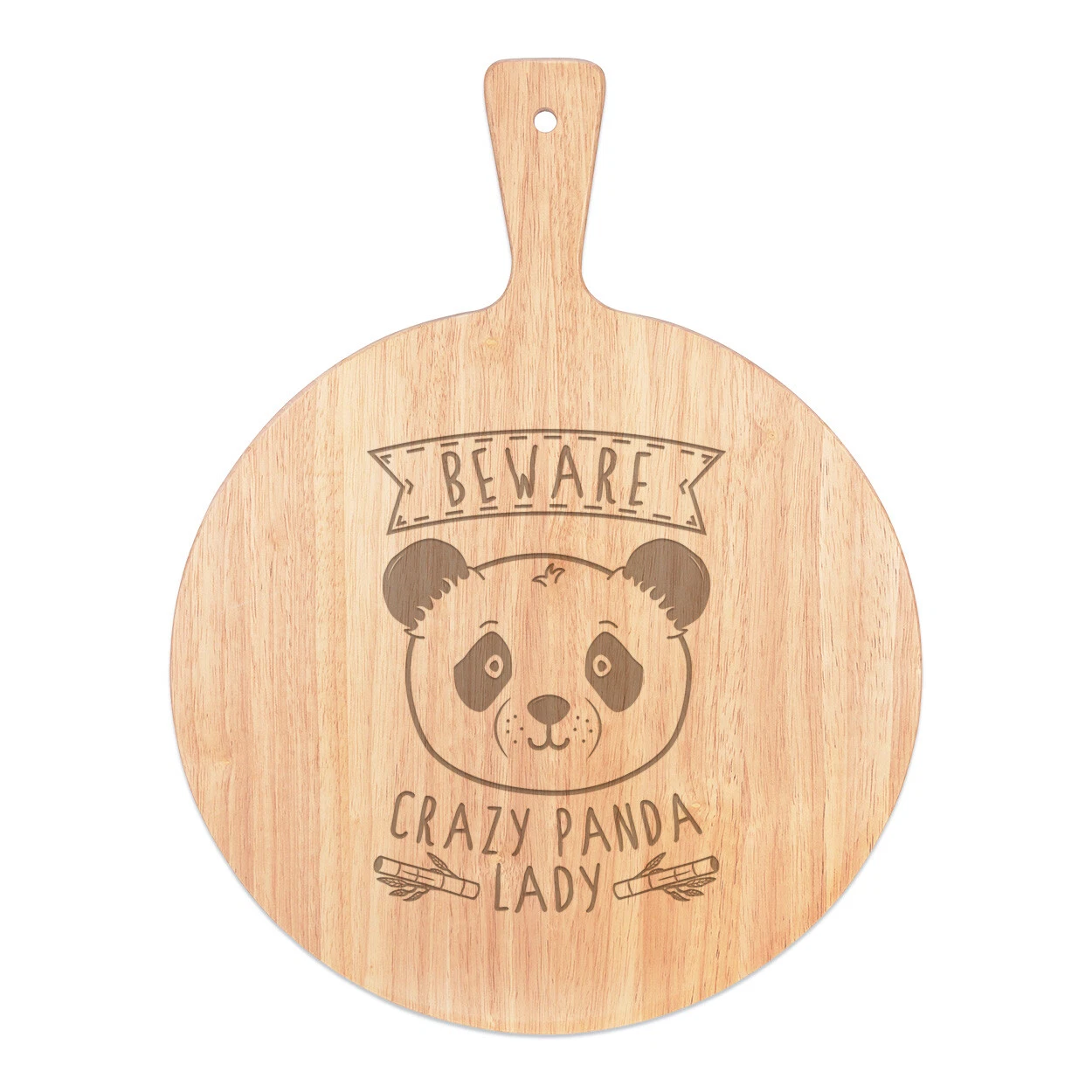 Beware Crazy Panda Lady Pizza Board Paddle Wooden Funny Animal Cute