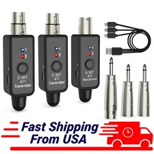 Wireless XLR Adapter System Dual Transmitter & Receiver for Mic Guitar Mixer USA