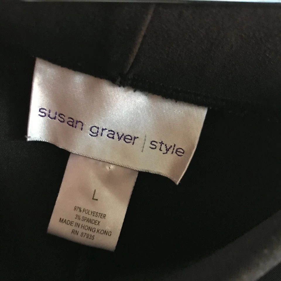 SUSAN GRAVER размер L черный эластичной пояс стороны молнии прямые штанины брюки - Изображение 4 из 4