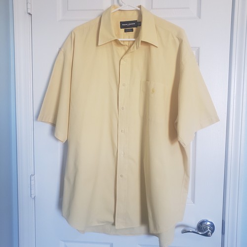 Polo Ralph Lauren Golf Short Sleeve Button Up Tilden Shirt Men XL Yellow Check