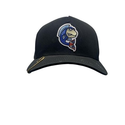 Yupoong Hat Cap Snap Back Mens One Size Black Cartoon Fish Logo Hook Baseball