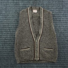 Vintage 60s McGregor Scandia Sweater Vest L Brown Marled Knit Button V-Neck