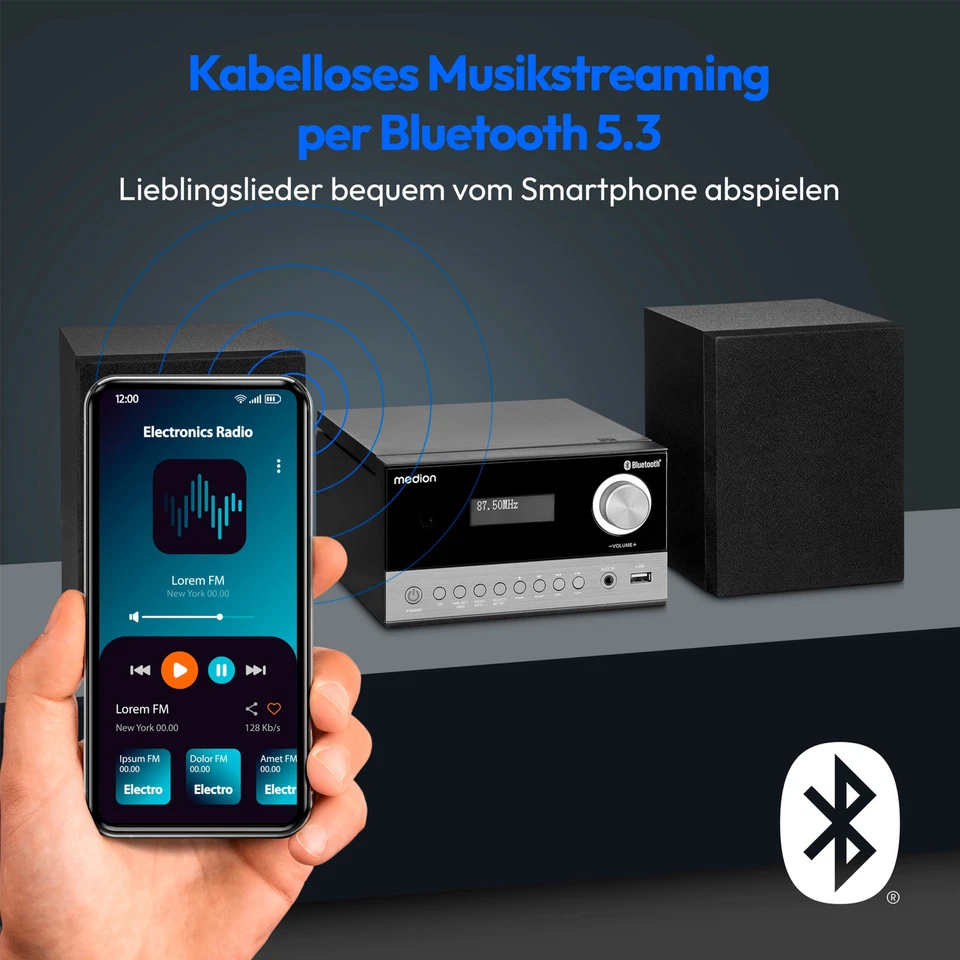 MEDION LIFE E64088 Micro Audio System DAB CD Bluetooth USB Kompaktanlage - Bild 2 von 4