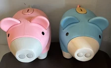 Vintage Little Tikes Blue & Pink Piggy Banks and Curly Tails Retired